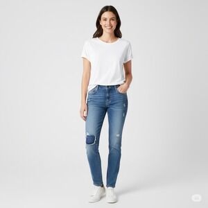 LOFT Modern Straight‎ Denim Jeans Women 6 / 28 Tall Long Blue Med Wash Mid Rise